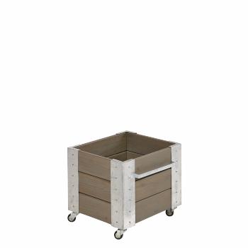 Cubic blomsterkasse m/hjul - 46×50×45 cm - gråbrun